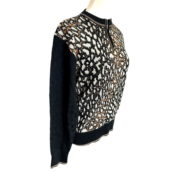 Vintage R Martegani Womens Wool Blend Animal Print Brown Black Sweater Italy M ? - Picture 6 of 11